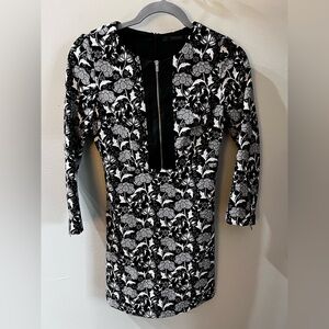 Zara Trafaluc Monochrome Floral Pattern Dress